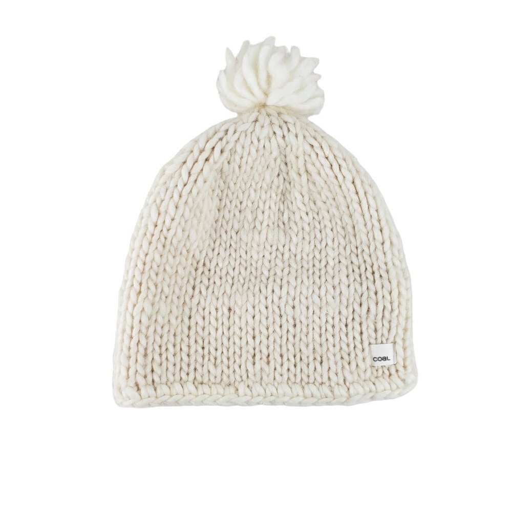 Coal Headwear Beanie Hat Pom Pom Fleece Lined Ivory Wool Unisex One Size OS